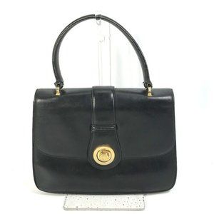 Auth GUCCI bag old gucci Hand Bag Leather Black/Gold
